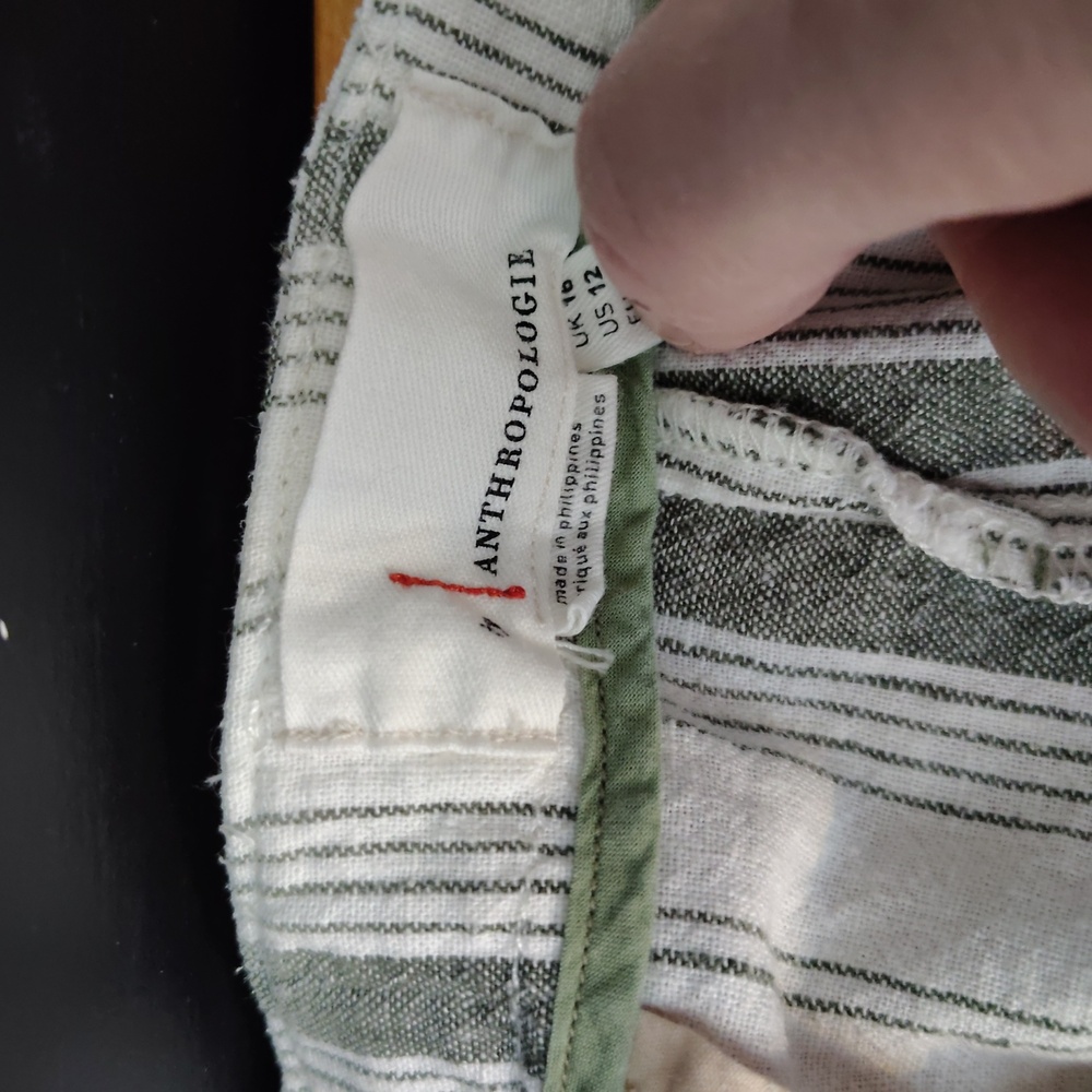 Anthropologie Beachgoer Women's 12 White and Green Striped Shorts - Picture 6 of 8